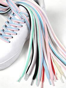 Classic Polyester Braided Shoelaces, Dual-Color Contrast Sports Shoes White Sneakers Shoelaces, Fashion Colorful Replacement Shoe Accessories. - Multicolor - View 2