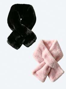 1pc Women's Faux Rabbit Fur Cross Tie Neck Warmer, Soft Fluffy Thick Warm Winter Scarf, Solid Color Comfortable Neck Protector, Suitable For Daily Wear - Multicolor - View 14