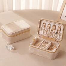 2pcs Jewelry Storage Box, Made Of High-Quality Velvet Fabric, Travel Jewelry Box, With Multiple Compartments And A Compact Size, Suitable For Both Home Storage And Outdoor Travel. It Can Store Rings, Earrings, Necklaces, And Is Perfect As A Gift - Multicolor - View 1