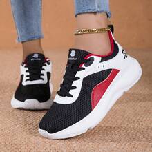 Women's Thick Sole Casual Versatile Shoes, Perfect Gift For Girlfriend - Black and Red - View 10