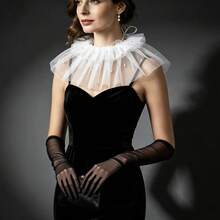 Detachable Pearl Mesh Layered Ruffle Fake Collar, Court Style Sweet Decor Accessory For Dress And Photo Shoot - White - View 2