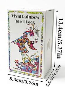 1 BoxVivid Rainbow Tarot Deck,78-Card Gift Box Set,Attached Guide,Vintage Illustration Style Divination Set,Suitable For Gifting, Daily Use - Multicolor - View 12