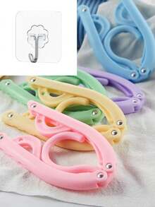 10 buah Gantungan Baju Lipat Portabel untuk Perjalanan, Warna Acak, Plastik Tahan Lama, Aksesoris Perjalanan, Gantungan Baju Ukuran Kecil, Gantungan Baju Lipat, Pegangan Anti Selip, Cocok untuk Perjalanan dan Penggunaan di Rumah - MultiWarna - View 10