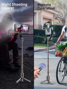 AXNEN Anti-Shake Phone Video Gimbal Stabilizer, Bluetooth Selfie Stabilizer With Extendable Selfie Stick Tripod, Rotating Phone Holder With Fill Light, Suitable For Smartphone Video Recording, Live Streaming, Summer Vacation, Travel, Outdoor Activities - one-size - View 7