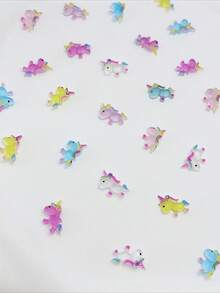15pcs Mixed Color Unicorn Nail Art Charms, 3D Cartoon Cute Animal Resin Rhinestone Nail Decor, Phone Case Earring Hair Clip Decoration Small Accessories - Multicolor - View 7