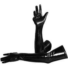 Seeksmile Unisex Shiny Metallic Spandex Gloves Adult Long Halloween Costume Hand Glove - Gold - View 1