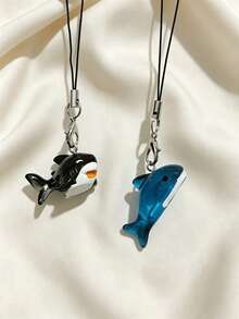 1個/2個迷你可愛樹脂鯊魚吊飾，時尚可愛鯊魚手機掛飾、包包掛飾、情侶配件、友誼吊飾、日常禮物，4個/5個包包掛飾、手機掛飾、同學禮物，摩托車、汽車掛飾 - 多色 - 查看 2