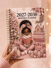 2027-2030 Monthly Planner, 4-Year Spiral Bound Planner For Women And Girls, Pink Christmas Winter Theme, Monthly Schedule Management Notebook, Suitable For School, Work, Goals, Appointments And Holiday Planning, Cute Gift For Students And Office, Christmas Gift, Office Supplies, Desk Accessories - A5 - View 4