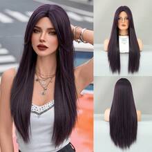 AKAKO 28in Long Straight Highlighted Wig Suitable For Daily Wear - Multicolor - View 13