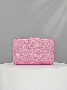 Pink-Cute Crystal Box Clutch Mini Rhinestone Handbags For Women Party Wedding Evening Bag For Weeding,Party,Valentine's Day Best Gift - Multicolor - View 4