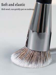 SEPROFE Large Curved Foundation Brush, Teardrop Shape Makeup Brush For Face Contours And Details, Natural 3D Even Finish, Ultra‑Soft Fibers, Premium Texture Handle, Perfect For Liquid And Powder Base Makeup, Professional Cosmetic Application Tool - Black - View 4