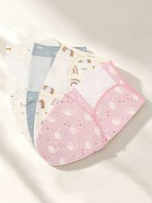 1pc Fun Print Theme Newborn Swaddle Blanket, Bottom With Dual-Way Zipper Design For Easy Diaper Change, Mixed Color, Soft Skin-Friendly Fabric, Machine Washable, Christmas/Easter/Thanksgiving/Halloween Gift For Baby - Multicolor - View 7