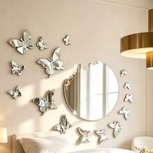 30/16pcs/Set 3D Acrylic Butterfly Wall Stickers, Mirror Waterproof Self-Adhesive Decals, Suitable For Home Daily Decoration, Flat Surfaces, Walls, Study, Living Room, Door Decoration, Irregular Shaped Stickers - Multicolor - View 4