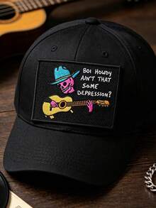 1pc/2pcs/3pcs/5pcs/6pcs/9pcs Punk Skull Cowboy Play Guitar Embroidered Sew/Iron‑On Patch, DIY Clothing Decor Applique Accessory - Multicolor - View 5