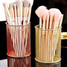 The Golden Pen Holder And Makeup Brush Organizer Is A Portable And Multi-Functional Desktop Storage Solution. It Can Hold Cosmetics And Is Suitable For Home Desk Decoration, Study Room Storage, And Is Also A Birthday Gift For Women. - Multicolor - View 1