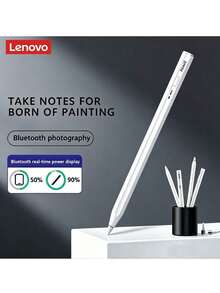 Lenovo Pulpen Stylus Heksagonal Kapasitif BP18BL, Universal untuk Android dan Apple, Anti-Salah Sentuh Layar Penuh untuk Penulisan yang Lancar, Pengoperasian Cepat Satu Tombol, Daya Tahan Baterai Lama dan Pengisian Daya yang Nyaman, Tampilan Baterai Real-Time, Putih - View 3