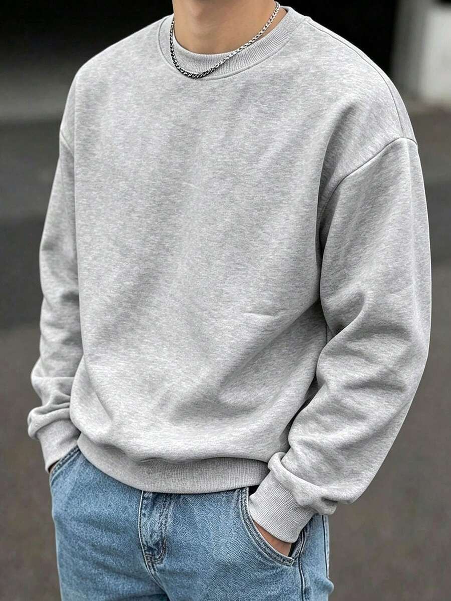 1件青少年男童简约复古户外套头毛衣,针织,秋冬款 - 淺灰色 - 查看 1