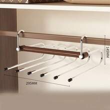 1PC-6 Layer Multi-Color Magic Pants Hanger -Multi-Color Options- Heavy Duty Multi-Layer Pants Rack With Non-Marking Magic Clips, Space-Saving Closet Organizer, Suitable For Rod/Ceiling, Adjustable Rod, Suitable For Home/Office/Hotel - Multicolor - View 13