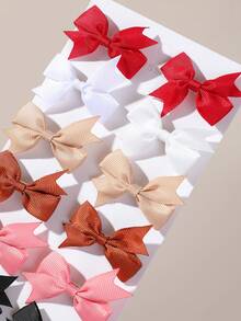 12pcs Girls Coffee Color Minimalist Basic Bow Hair Clips Side Clips Back Of Head Clips Alligator Hair Clips Hair Accessories Christmas Valentine's Day Back To School Daily Use - Multicolor - View 4