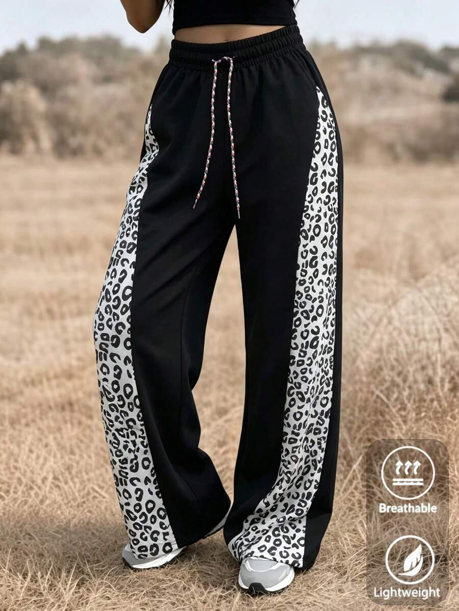 Women's Fashion Y2K Street Style Leopard Print Sweatpants - Loose Fit ...