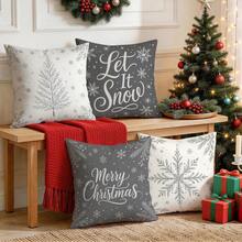 4pcs/1pc Christmas Snowflake Pattern Pillow Covers, Single-Sided Printed Pillow Covers, Suitable For Living Room, Bedroom, Home Decor, All-Season Pillow Covers - Multicolor - View 7