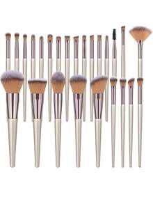 17/25/42Pcs Complete Cosmetic Tool Kit,25Pcs Soft Synthetic Makeup Brushes For Face & Eye Makeup, Assorted Soft Makeup Sponges, Multi‑Shape Powder Puffs, Brush Washing Bowl, Cosmetic Carry Pouch And Facial Headbands, Versatile Accessories For,Powder - Brown - View 12