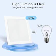 Aigostar Downlight LED Empotrable 18W equivalente 136W, 6500K Luz natural, Blanco,Foco Empotrable LED, Ojos de buey de LED, Ф190-200mm - Cuadrado - 18W - 6500K - Ver 5