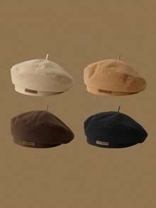 Women's Autumn/Winter Vintage Beret, Multi-Functional Letter Print, Slim Fit, Octagonal Hat, Pumpkin Hat - Multicolor - View 5