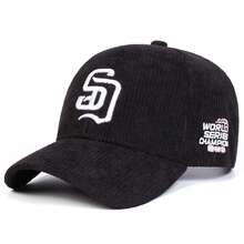 1pc Men's Corduroy SD Letter Embroidered Baseball Cap, Street Fashion Casual Hat, Spring/Autumn Travel, Beach Vacation - Multicolor - View 12