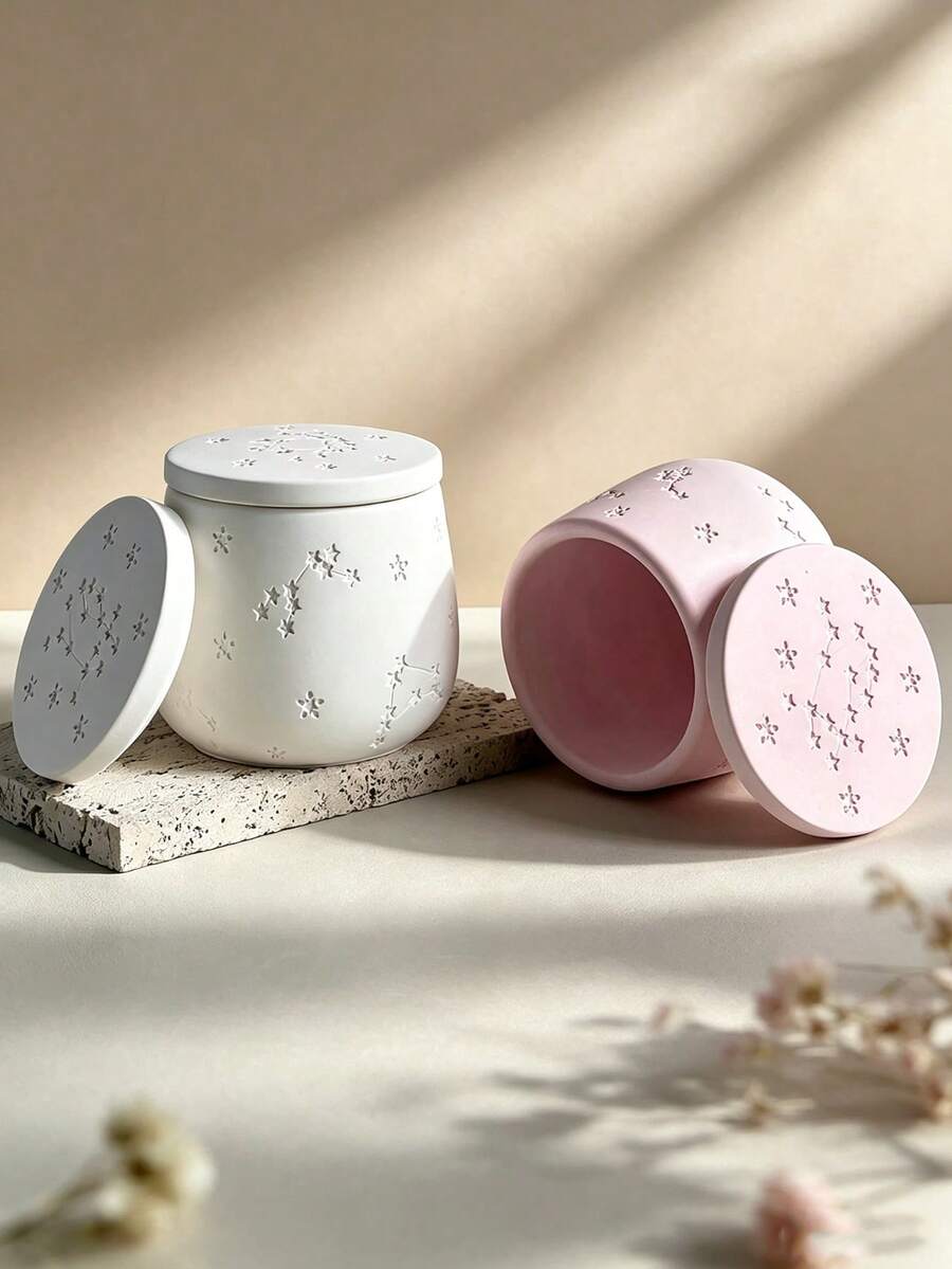 Moldes de silicona en forma de estrella para hacer cajas de almacenamiento en resina, moldes de silicona y yeso para hacer tarros de pudín, vasos de vela con diseño de constelación - molde de silicona blanco - Ver 1