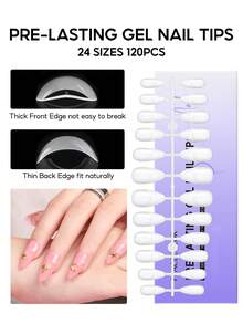 peacecolor Nail Glue Gel Kit 240Pcs Gel Nail Tips With Foldable UV LED Nail Lamp DIY Press-On Nails Manicure Set For Home & Salon Use - Multicolor - View 4