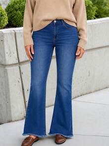 Women'S Mid-Rise Jeans 2026, Straight Leg Light Blue with Worn-Out Tears, Straight-Cut Jeans with Worn-Out Tears, Relaxed Style That Flatters All Figures. - Azul - Ver 7