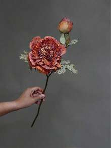 1pc Vintage Double-Head Large Peony Artificial Flower, European Style Silk Peony Floral Decoration, Home Decor, Photography Prop - Multicolor - View 7