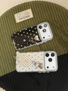 電鍍銀波點女孩風 17 Pro Max 手機殼 16 Pro Apple 新 17 全包防摔保護 15 翅膀吊飾 14 可愛 - 白色 - 查看 7