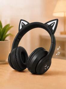 Headphone Bluetooth Nirkabel Bentuk Telinga Kucing Lucu dengan Lampu LED, Headset Lipat dan Dapat Diatur, Earphone Over-Ear Nyaman untuk Anak Perempuan, Kompatibel dengan iOS/Android untuk Bermain Game/Kelas Online - View 11