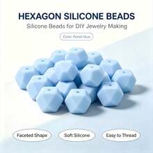 24/100Pcs Morandi Color Palette Faceted Hexagon Silicone Beads, Polygonal Beads For DIY Jewelry & Bead Pen Making - Morandi Color Scheme - View 11