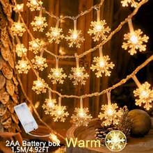 1pc 1.5/3/6m Warm White Christmas String Lights, LED Snowflake Battery Powered, Suitable For Living Room And Other Indoor Home Decor, Christmas, Thanksgiving, New Year Party, Winter And Gatherings (Battery Not Included) - Snowflake - View 18