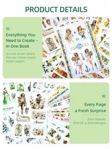 DanSoul 20Sheets Large Size Seasonal Theme Sticker Book For Adult, Pre-Cut Waterproof Three Materials Matte PET Washi Journaling Supplies, Spring Summer Autumn Winter Stickers Aesthetic For Scrapbook DIY Arts And Crafts Planner Back To School - Journaling Stickers - View 5
