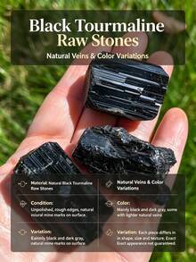 QYDCX Black Tourmaline Set, With Calming And Purifying Energy - Brazilian Black Tourmaline Crystals, For Reiki Healing, Protection - Black - View 5