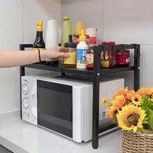 1 cái kệ lưu trữ hình tam giác có móc, kệ lò vi sóng bằng kim loại, có thể mở rộng - kệ tổ chức mặt bàn đứng, phù hợp cho máy nướng bánh mì, nồi chiên không dầu, nồi cơm điện và các thiết bị khác - dễ lắp đặt, kết cấu kim loại chắc chắn, thiết kế tiết kiệm không gian - A - Xem 3