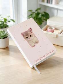 A6 Cute Cat-Themed Notebook With High Appearance Quality, Small Size, Journal, Student's Note-Taking Book, Pocket Notebook, PU Leather With Horizontal Lines - A6 - View 4