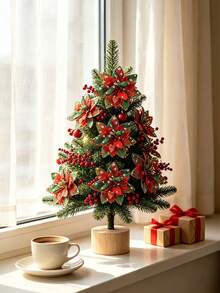 3pcs Set Shiny Red Christmas Decorations, Easy To Install And Place. Can Be Used To Decorate Christmas Trees, Also Suitable For Weddings And Various Holiday Scenes For Floral Arrangements, Enriching Decorative Layers And Creating A Rich Holiday Atmosphere. - A - View 9