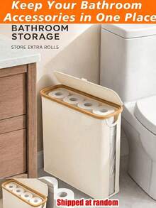 Toilet Paper Storage Basket - Ultimate Bathroom Storage Basket. Storage Basket, Toilet Paper Storage Basket, Bathroom Accessories Storage Rack - Toilet Paper Holder, Enclosed Toilet Paper Storage Container - Multicolor - View 18