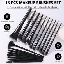 35/18pcs Including Gifts,Makeup Brushes Complete Kit With Makeup Sponges, Powder Puffs, Brush Cleaning Mat And Bonus Eyelash Curler, Soft Cosmetic Brushes For Foundation Powder Blush Eyeshadow Concealer, Beauty Tool Set For Daily Application - Black - View 2