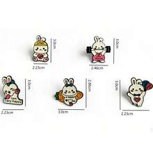 1pc Ins Style Creative Cute Rabbit Metal Brooch, Cartoon Adorable Bunny Badge, Backpack Clothes School Uniform Accessory, Holiday Small Gift - Multicolor - View 5
