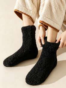 1/2 Pairs Unisex Extra Thick Coral Fleece Warm Winter Sleeping Socks - Thick Warm, Comfortable Indoor/Outdoor Home Slippers, Machine Washable, Perfect For Cold Floors And Bed Use - Multicolor - View 21