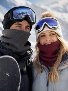 Fashionable Soft Knitted Neck Warmer, Neutral Thick Fleece Sports Scarf, Warm And Windproof, Suitable For Winter Skating, Running, Cycling, Skiing And Outdoor Activities - Multicolor - View 4