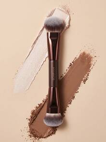 MAANGE 1pc Dual-Ended Professional Makeup Brush, 2-In-1 Multi-Function Brush, Suitable For Foundation And Contouring, Applicable For Liquid, Cream And Powder Products, Great Gift Choice For Makeup Enthusiasts - Brown - View 1