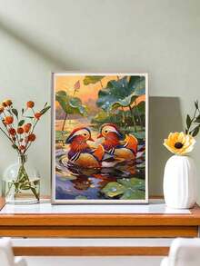 1pc Mandarin Duck DIY Oil Painting By Numbers, Canvas Painting DIY Crafts, Adult Home Decoration, Holiday Gift. - Sets - View 4
