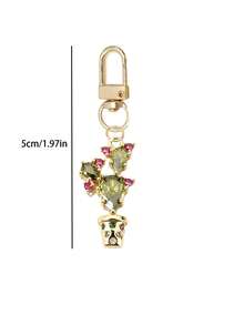 Exquisite Rhinestone Cactus Shaped Key Chain, Bag Charm, Metal Clasp Sturdy And Durable, Decorated With Colorful Rhinestone Details, Compact And Unique Design. Can Be Hung On Keys, Bags, Backpacks, Suitable For Young Women Who Like Niche Accessories, Daily Outings, Commuting Outfits, Suitable For Gifts And Personal Use, Adding A Fresh And Fashionable Atmosphere To Your Belongings. - Multicolor - View 11